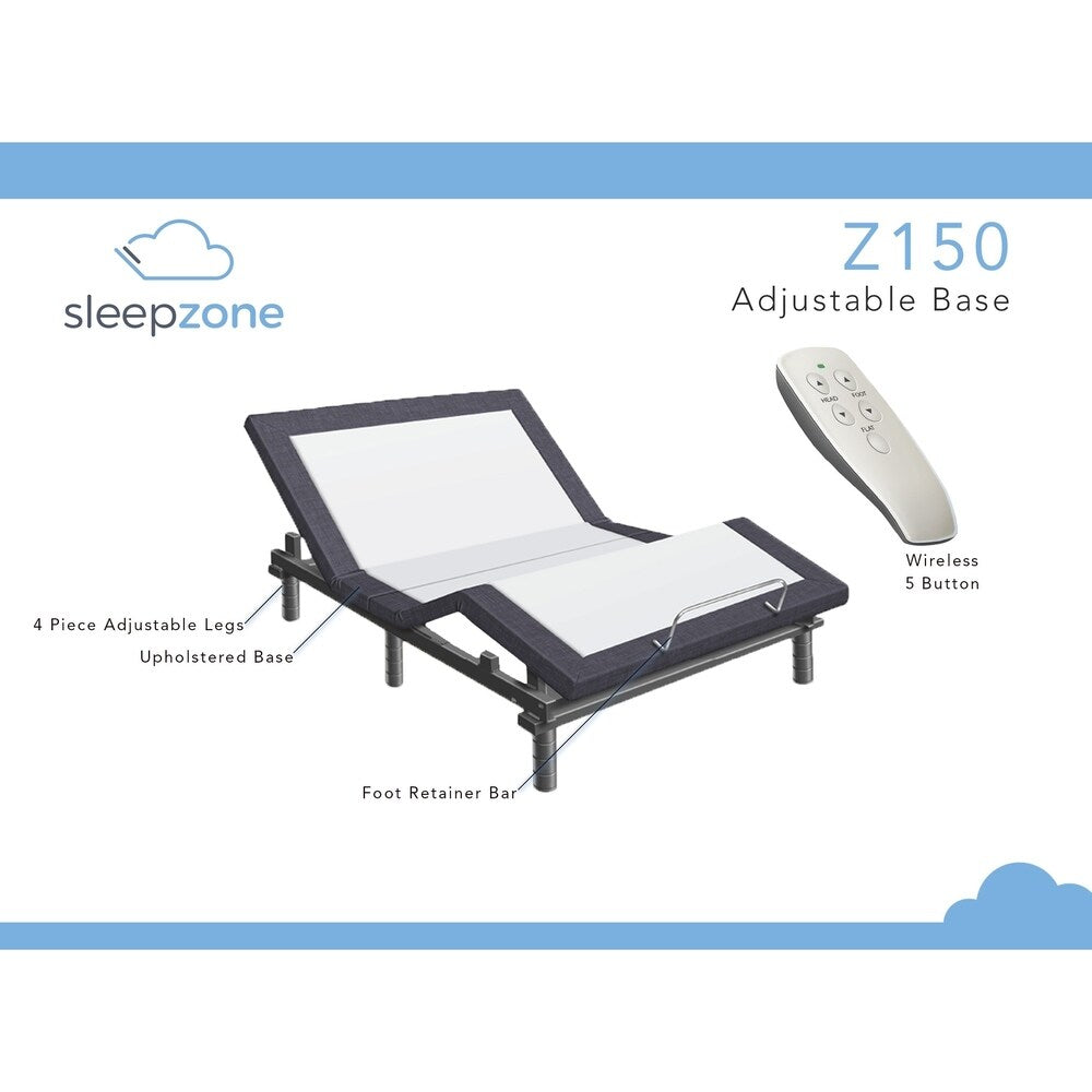Materasso in memory foam Sleep Zone Huntington da 10 pollici e base regolabile Z150