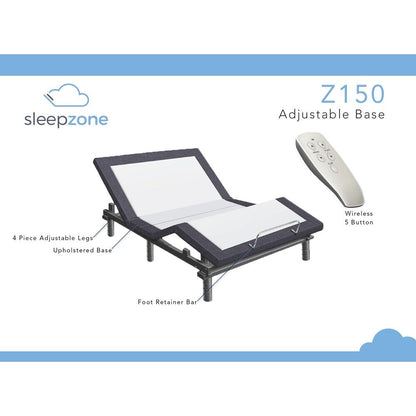 Materasso in memory foam Sleep Zone Huntington da 10 pollici e base regolabile Z150