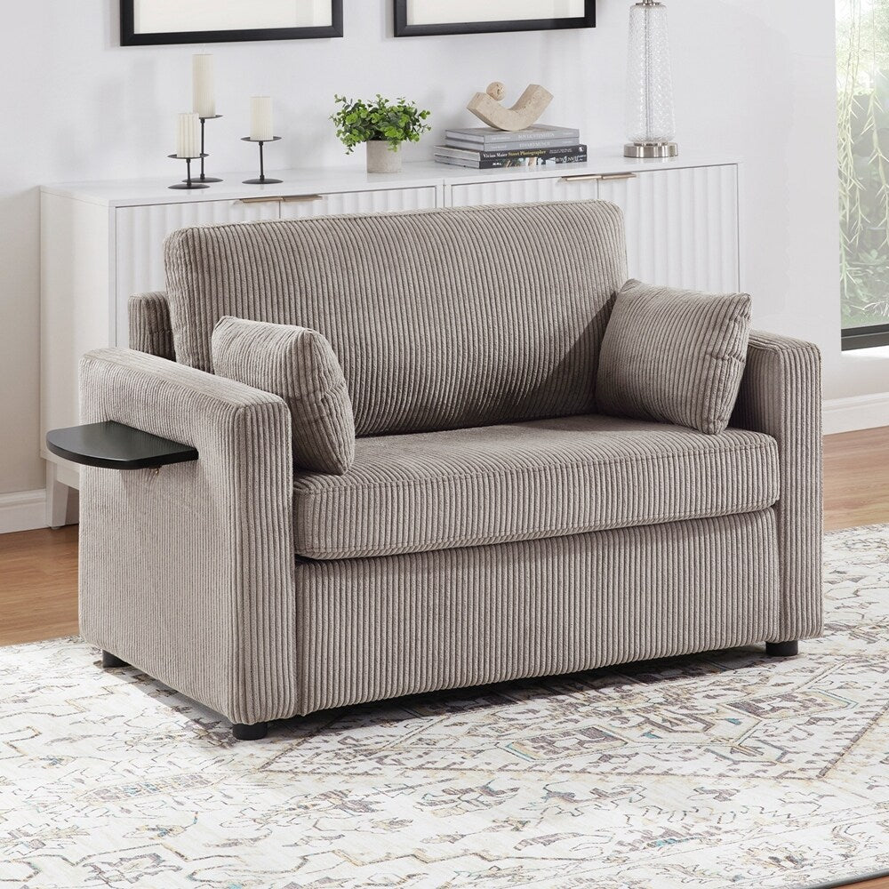 Divano letto a due posti con materasso pieghevole, tasca portaoggetti e due porte USB - 2 posti