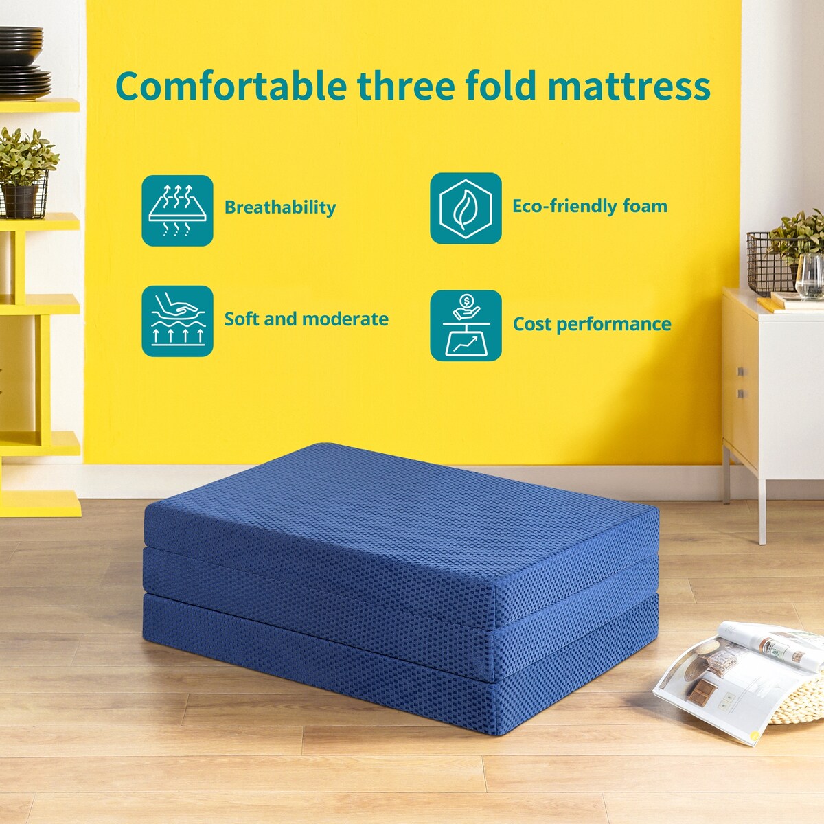 Materasso pieghevole Sleeplanner Twin, materasso da campeggio, materasso da pavimento per adulti e bambini