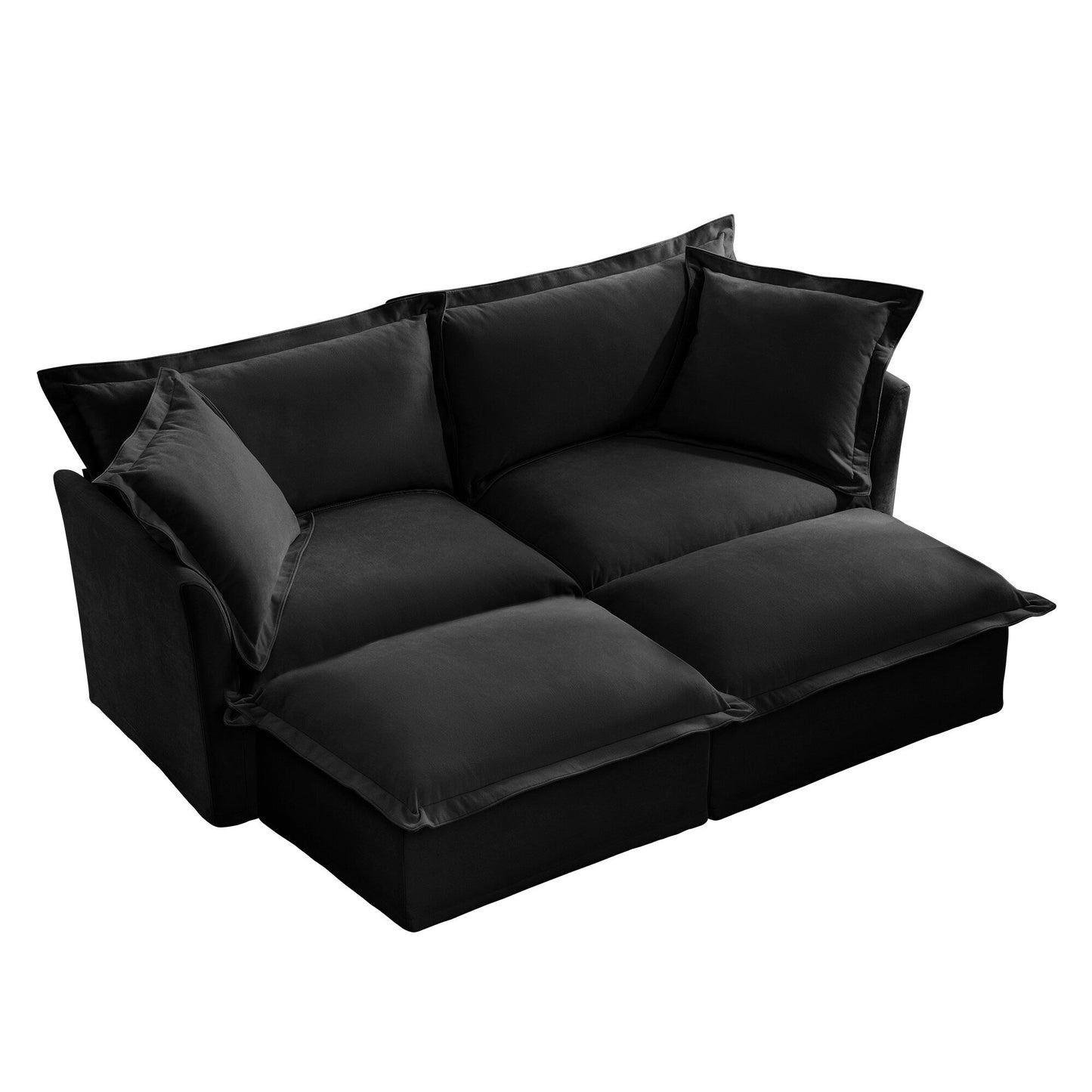Divano foderato a 2 posti con 2 pouf, divano letto a 2 posti, divano home theater di grandi dimensioni