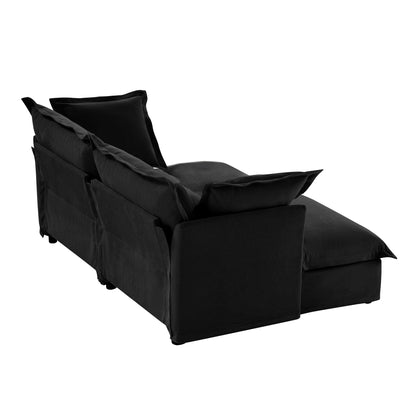 Divano foderato a 2 posti con 2 pouf, divano letto a 2 posti, divano home theater di grandi dimensioni