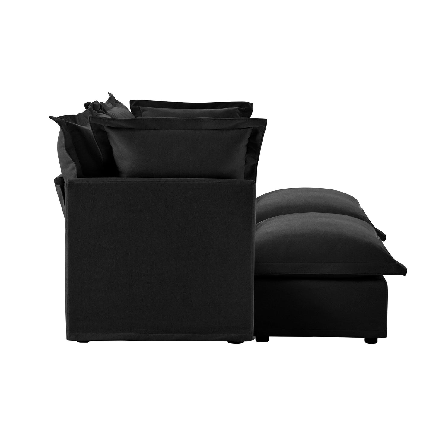 Divano foderato a 2 posti con 2 pouf, divano letto a 2 posti, divano home theater di grandi dimensioni