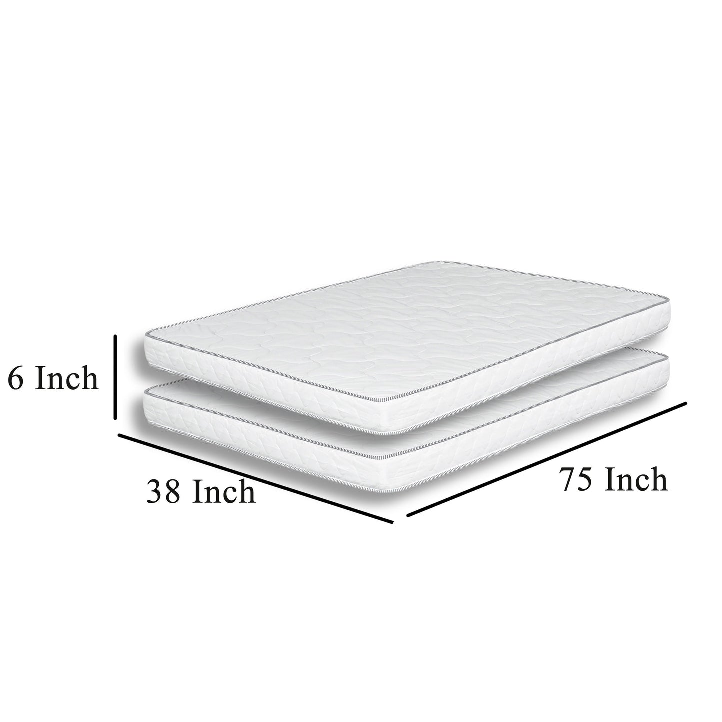 Set di 2 materassi singoli Sly da 6 pollici, nucleo in schiuma di poliuretano di media grandezza
