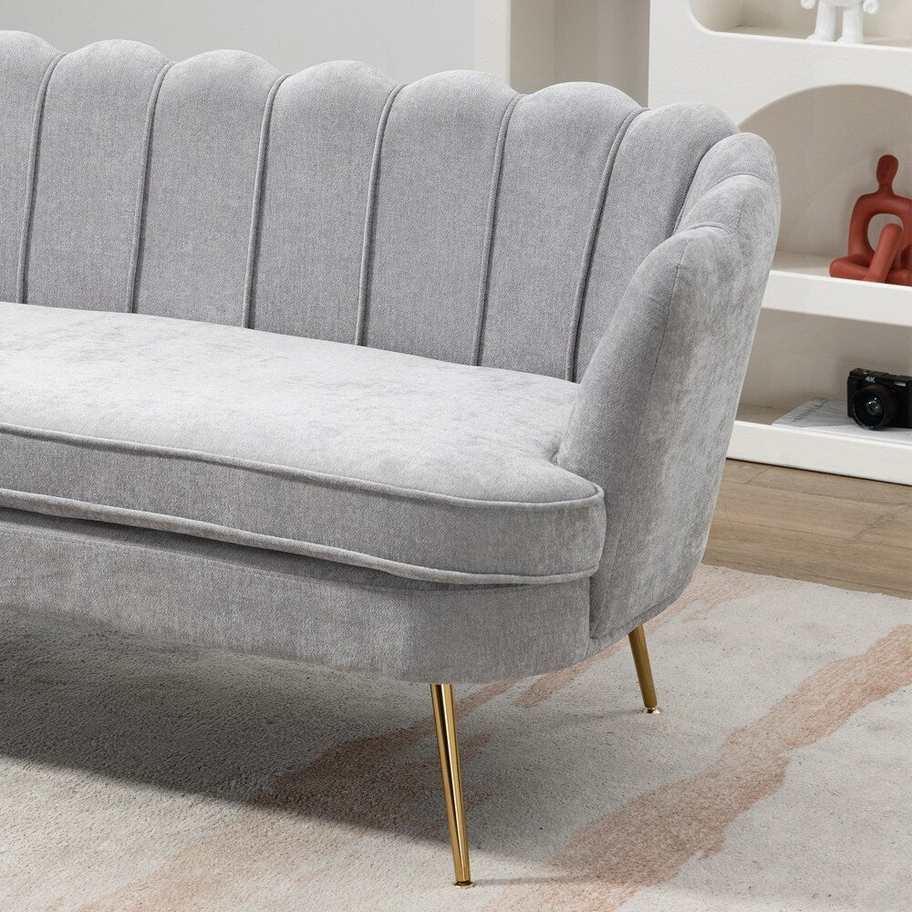 Divano a due posti per mini-stanze con gambe in metallo dorato - 2 posti