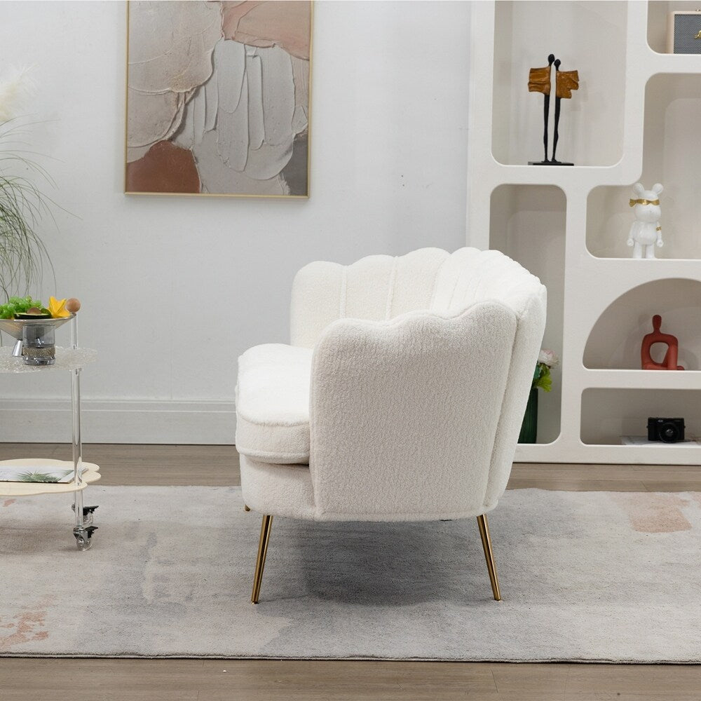 Divano a due posti per mini-stanze con gambe in metallo dorato - 2 posti