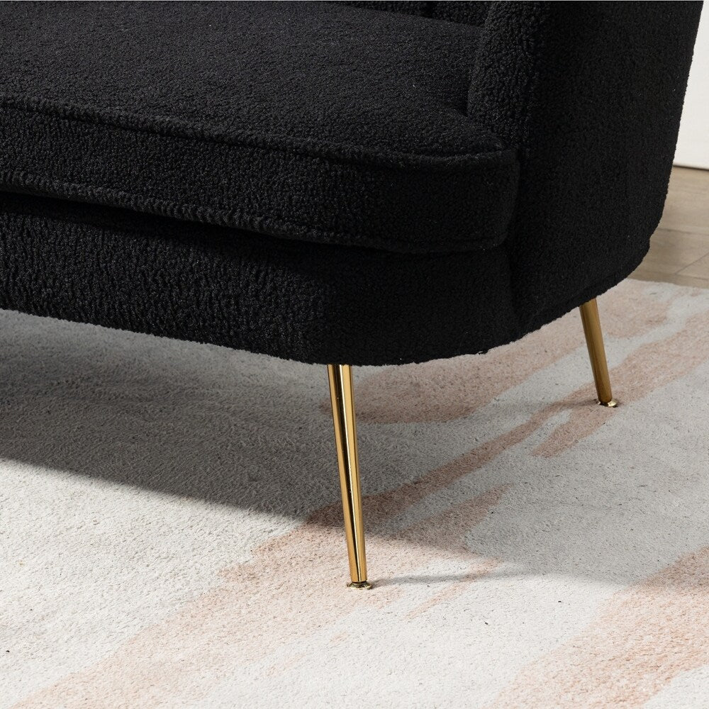 Divano a due posti per mini-stanze con gambe in metallo dorato - 2 posti