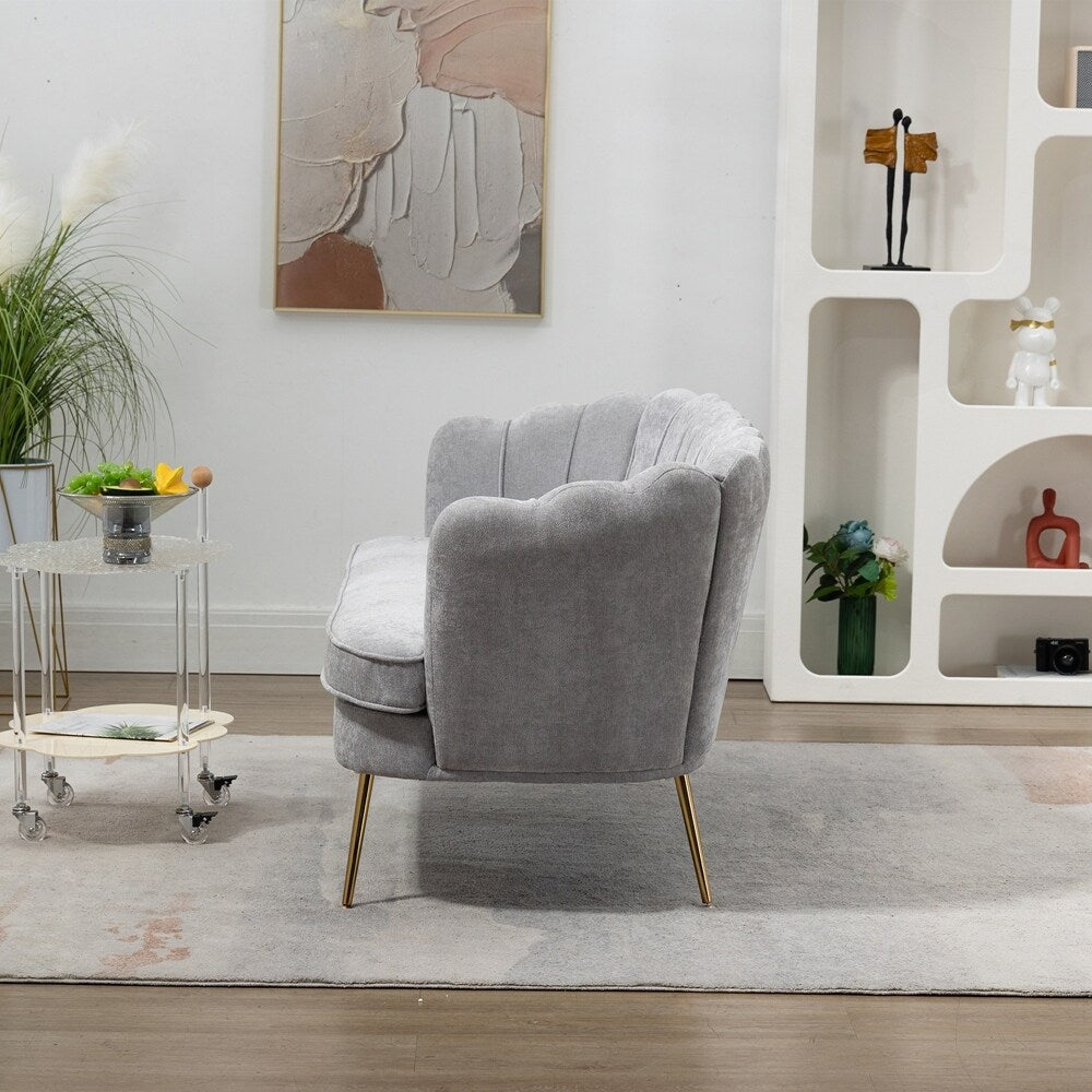 Divano a due posti per mini-stanze con gambe in metallo dorato - 2 posti