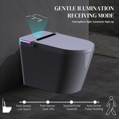 WC intelligente, WC bidet monoblocco per bagni, WC moderno allungato con acqua calda, doppio scarico automatico, funzionamento con sensore a pedale