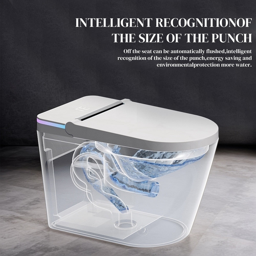 WC intelligente, WC bidet monoblocco per bagni, WC moderno allungato con acqua calda, doppio scarico automatico, funzionamento con sensore a pedale