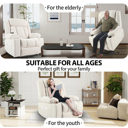 Poltrona reclinabile elettrica in tessuto di velluto a fiocco di neve con poggiapiedi esteso