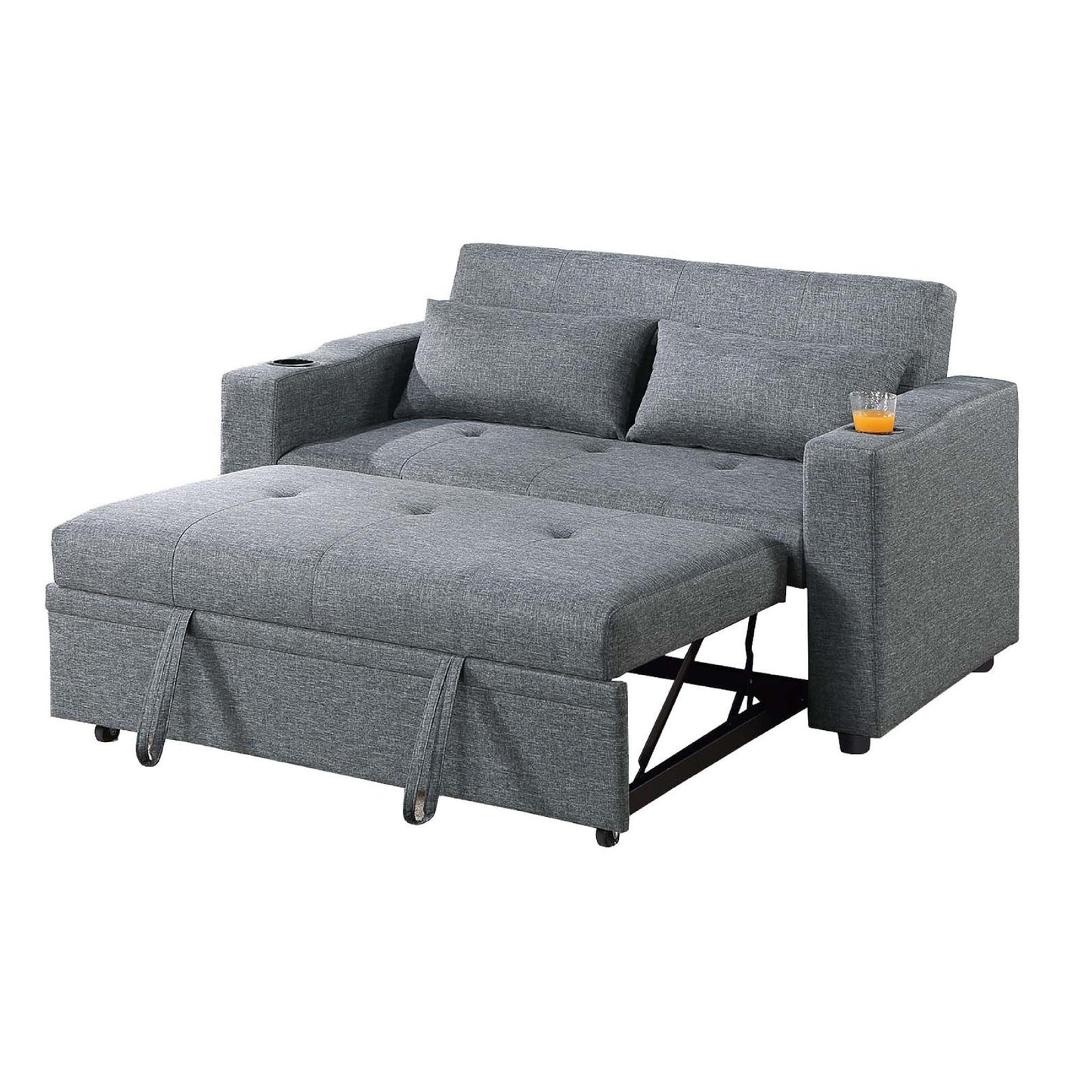 Divano letto Soen con letto estraibile, 2 cuscini, grigio ardesia