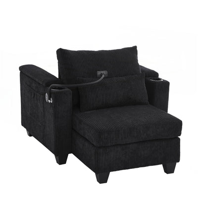 Divano letto in velluto a coste con porte USB