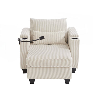 Divano letto in velluto a coste con porte USB