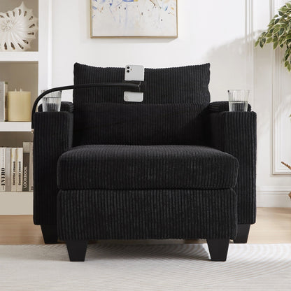 Divano letto in velluto a coste con porte USB