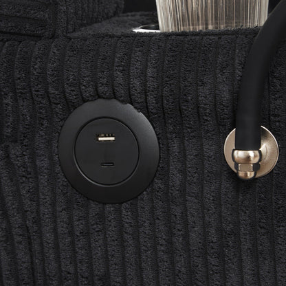 Divano letto in velluto a coste con porte USB