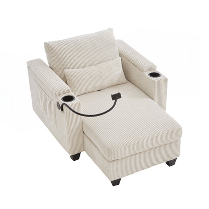 Divano letto in velluto a coste con porte USB