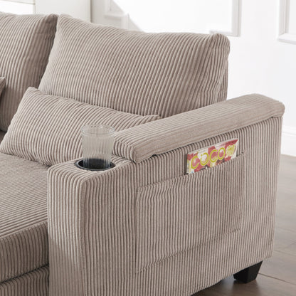 Divano letto in velluto a coste con porte USB