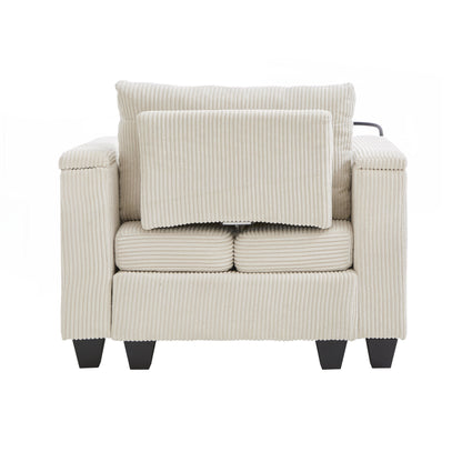 Divano letto in velluto a coste con porte USB