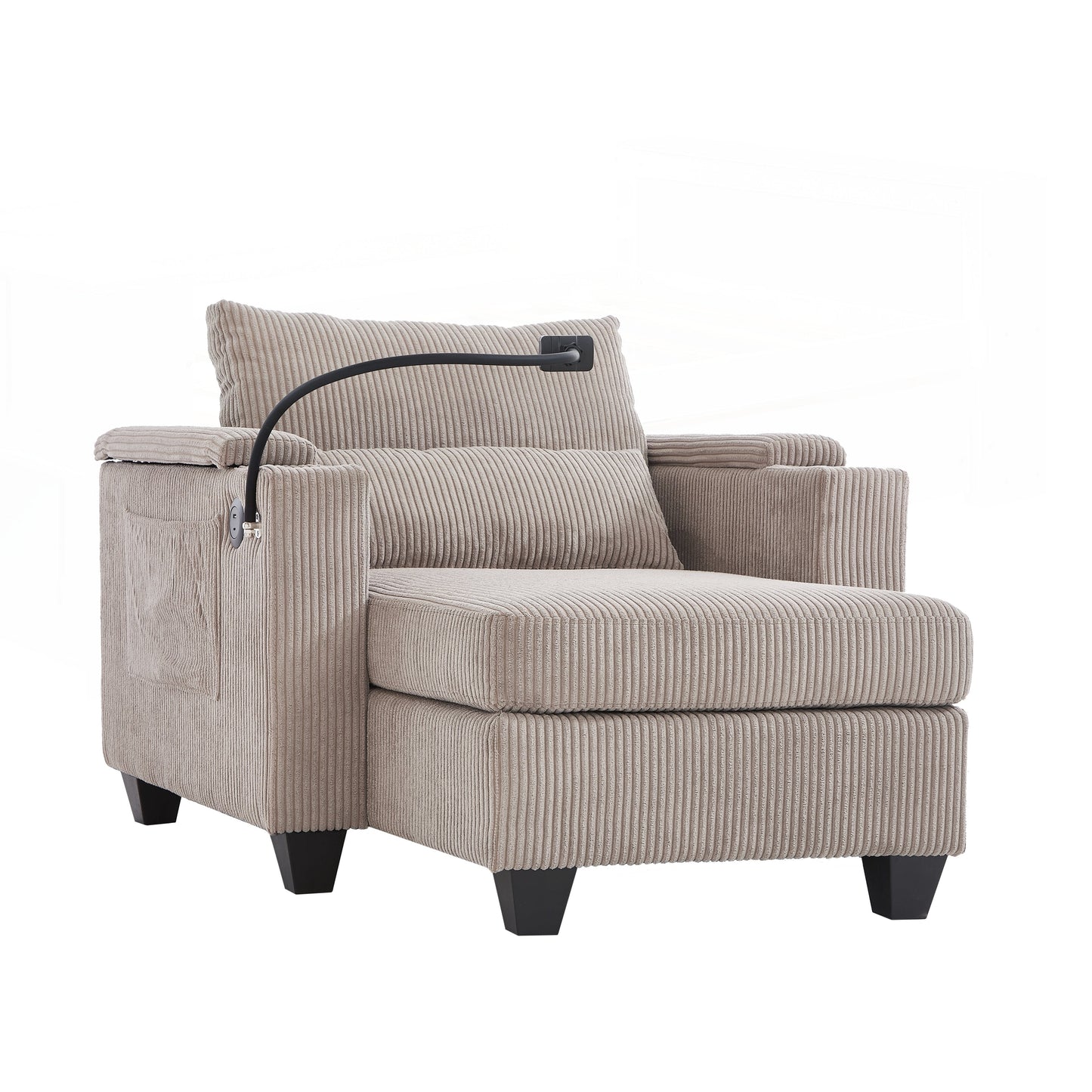 Divano letto in velluto a coste con porte USB