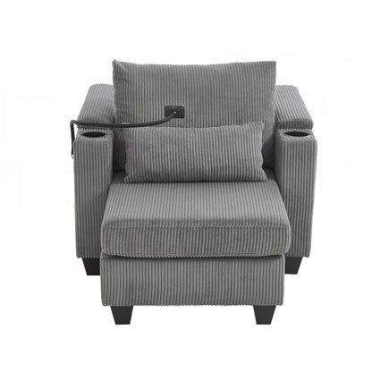 Divano letto in velluto a coste con porte USB