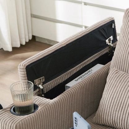 Divano letto in velluto a coste con porte USB