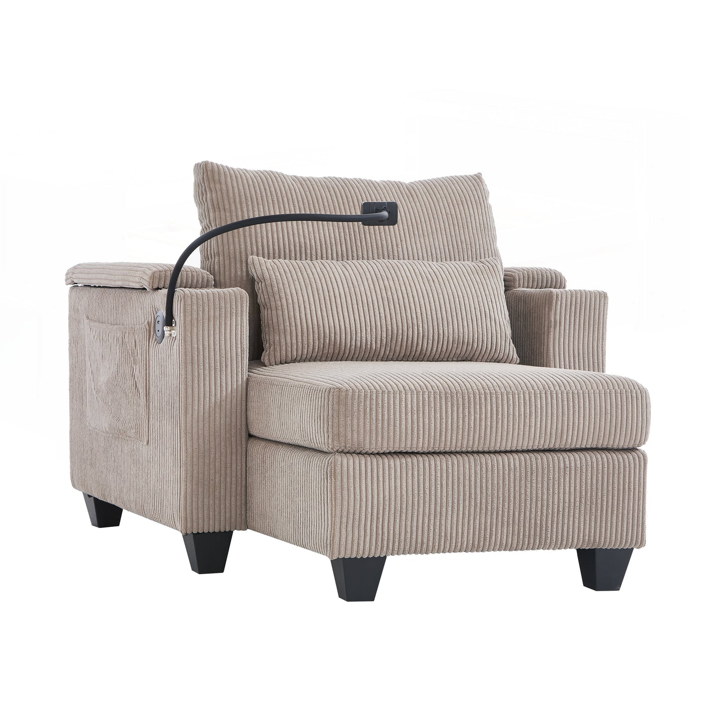 Divano letto in velluto a coste con porte USB