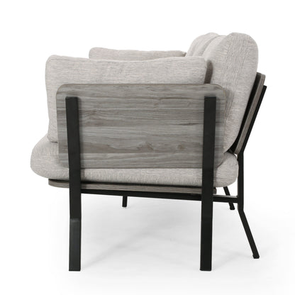 Divano a 3 posti, gambe angolate, 80 pollici, cuscini in morbido tessuto grigio chiaro