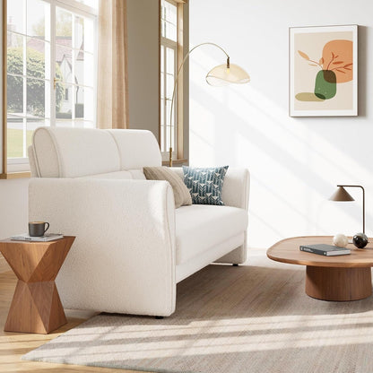 Divano, poltrona moderna in boucle, poltrona imbottita in peluche, comoda poltrona lounge