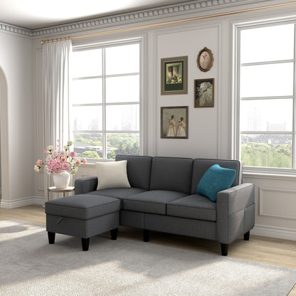 Divano modulare trasformabile in tessuto morbido e pouf - 53,50 x 77,50 x 33,00