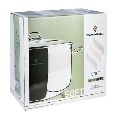 Pentola per brodo JUMBO Deep Kettle in acciaio inossidabile 18/10 Sofram con coperchio