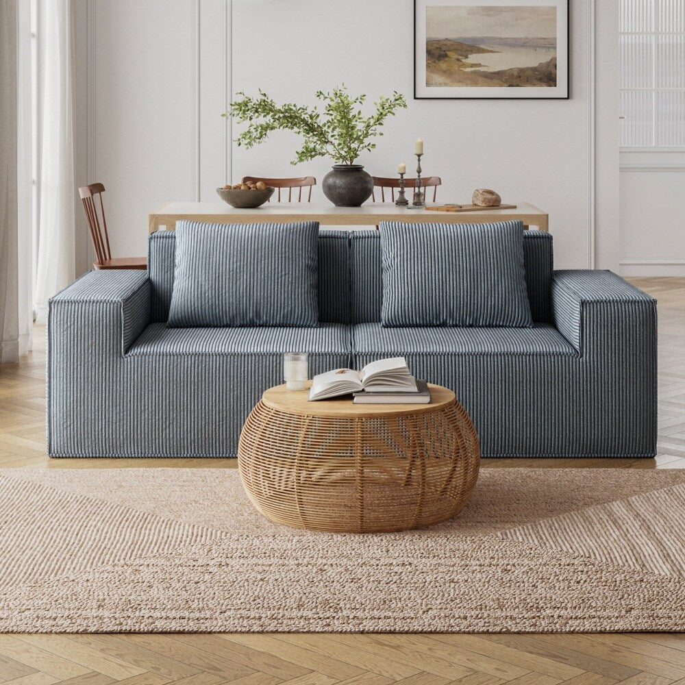 Divano per due persone in morbido velluto a coste nuvola