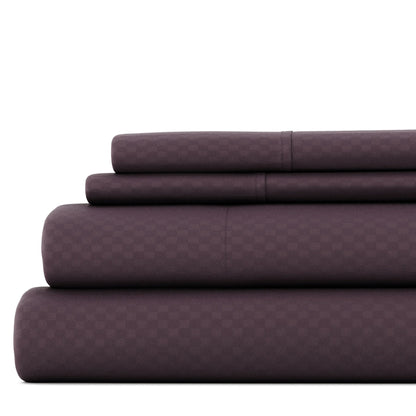Set di lenzuola con tasca profonda Soft Essentials Double Brushed Embossed Checkered 4 pezzi