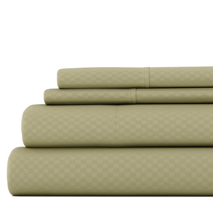 Set di lenzuola con tasca profonda Soft Essentials Double Brushed Embossed Checkered 4 pezzi