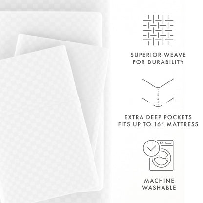 Set di lenzuola con tasca profonda Soft Essentials Double Brushed Embossed Checkered 4 pezzi