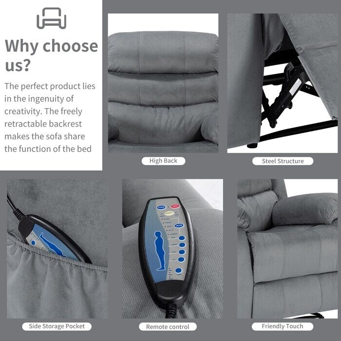 Poltrona reclinabile morbida con funzione massaggio e calore