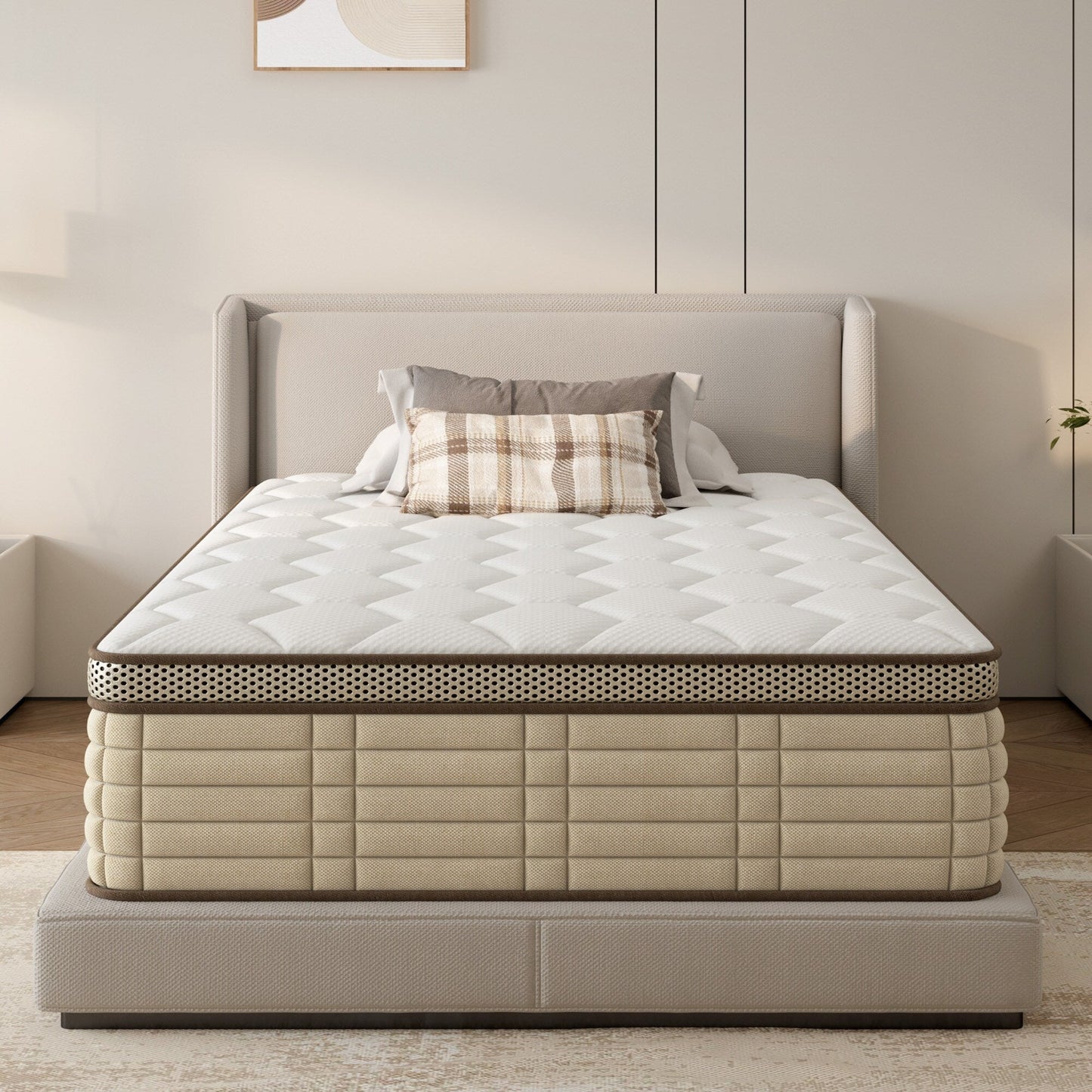 Materasso ibrido SogesSleep da 12 pollici in una scatola con design ergonomico in memory foam