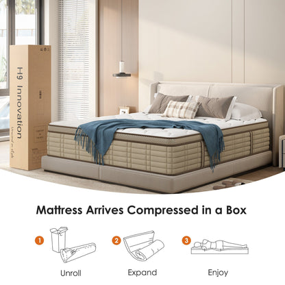 Materasso ibrido SogesSleep da 12 pollici in una scatola con design ergonomico in memory foam