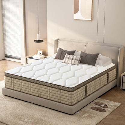 Materasso ibrido SogesSleep da 12 pollici in una scatola con design ergonomico in memory foam