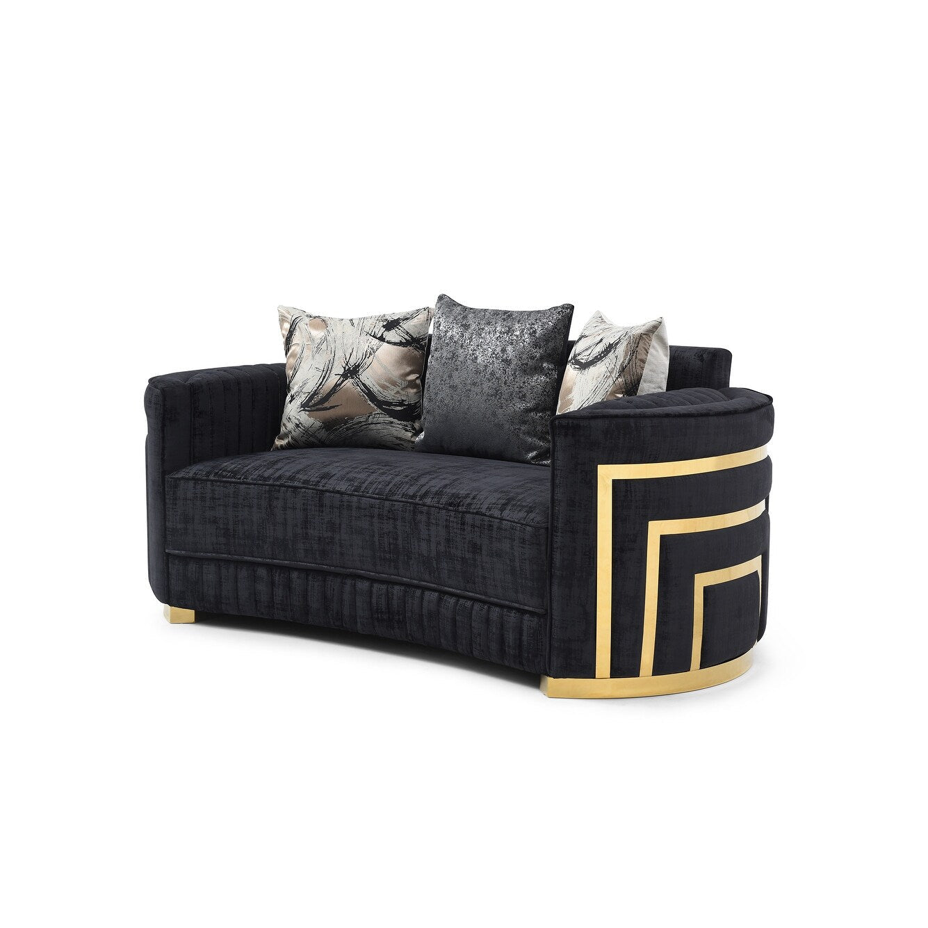 Divano dritto Soledad da 75 pollici con braccioli pillow top in poliestere, nero