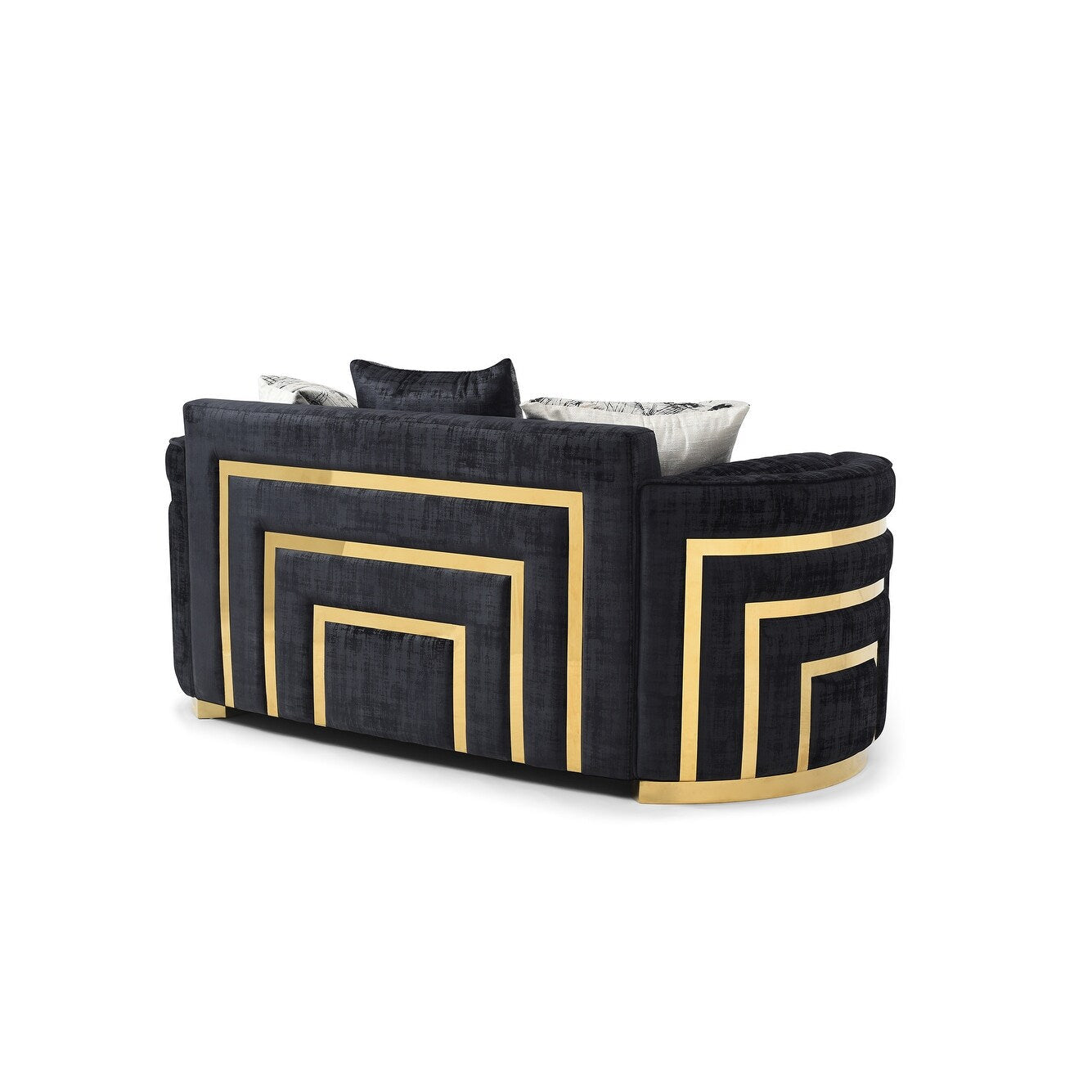 Divano dritto Soledad da 75 pollici con braccioli pillow top in poliestere, nero