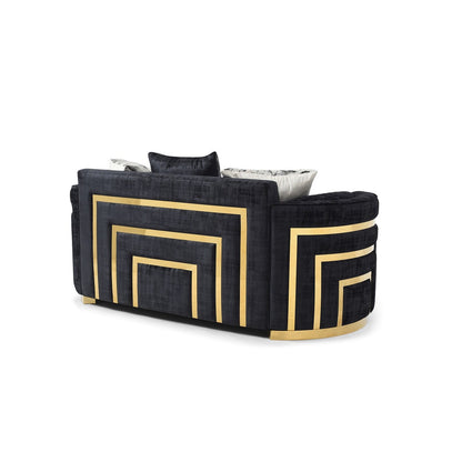 Divano dritto Soledad da 75 pollici con braccioli pillow top in poliestere, nero