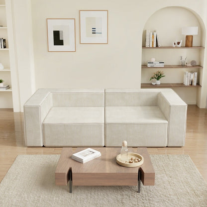 Divano a compressione in velluto a coste senza braccioli con schienale solido