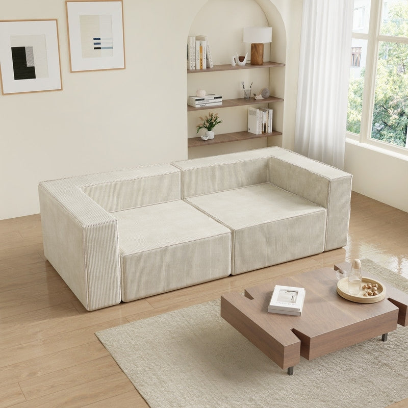 Divano a compressione in velluto a coste senza braccioli con schienale solido