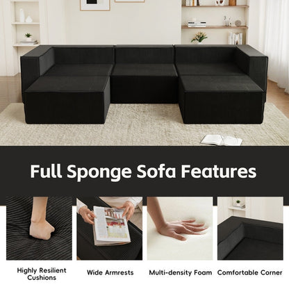 Divano a compressione in velluto a coste senza braccioli con schienale solido