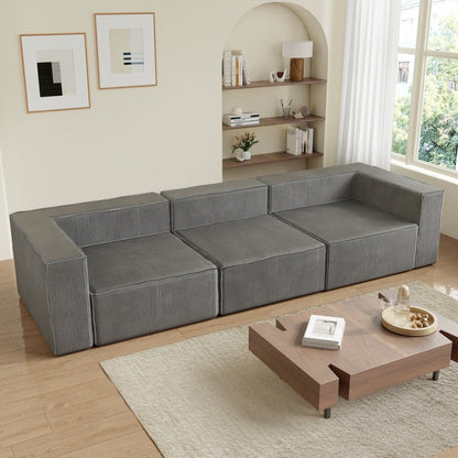 Divano a compressione in velluto a coste senza braccioli con schienale solido