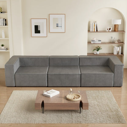 Divano a compressione in velluto a coste senza braccioli con schienale solido