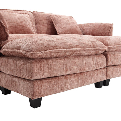 Costruzione solida, la struttura complessiva del divano è stabile, due sgabelli e divano a due posti con tasche laterali