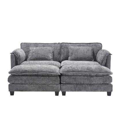 Costruzione solida, la struttura complessiva del divano è stabile, due sgabelli e divano a due posti con tasche laterali