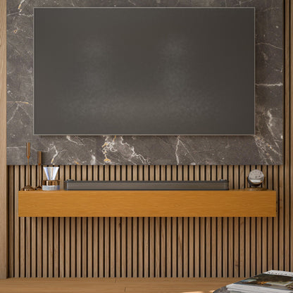 Mensola sospesa per camino in pino massello da parete